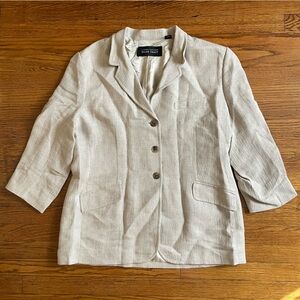 Linda Allard Ellen Tracy Neutral Linen Blend Blazer